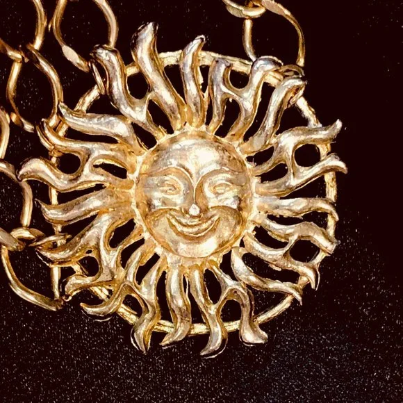 Vtg Gold Tone Festooned Chain Sun Belt - Picture 9 of 9